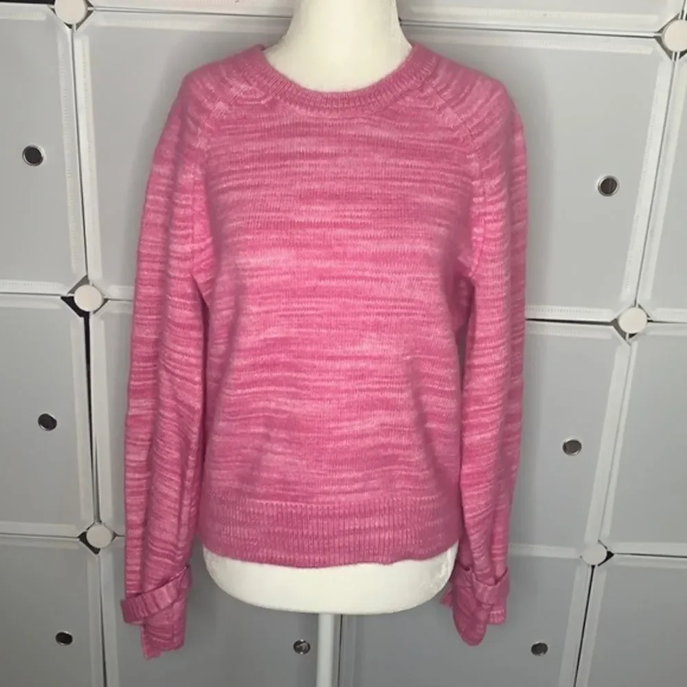 J.Crew Alpaca Blend Tie-sleeve Marled Pink Sweater Size Small